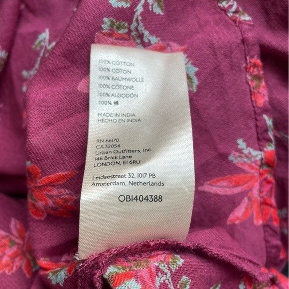 NWT Free People Amanda Ruffle Long Sleeve Wrap Blouse Burgundy Floral Size Small - Picture 14 of 16